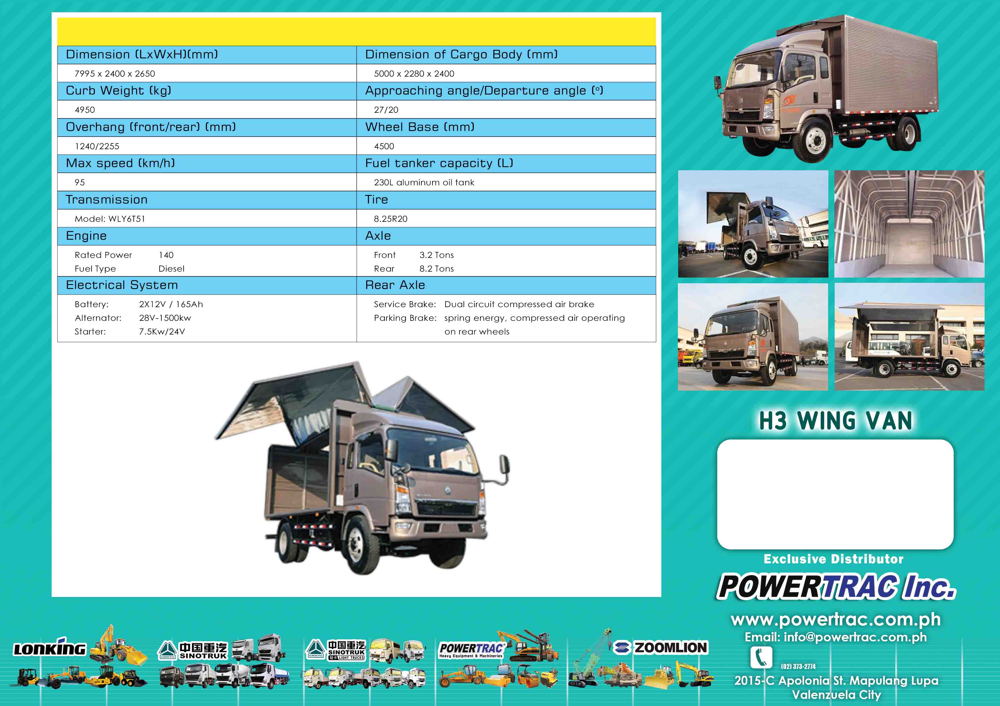 Howo H3 Wingvan Powertrac Building a Better Future.